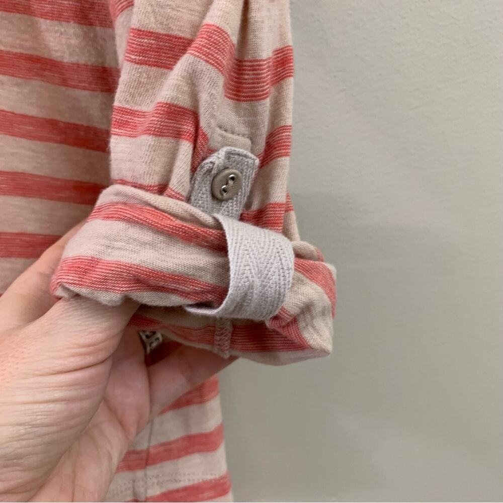 Anthropologie Pilcro and the Letterpress Striped Shawl Neck Red/Tan Top - Picture 3 of 6